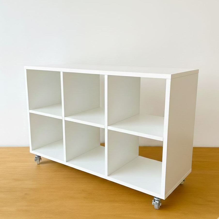Balcão Expositor Colmeia [6 Nichos] Branco MDF 15mm Rodízios Gel  Loja Farmácia Cosméticos/Perfumes