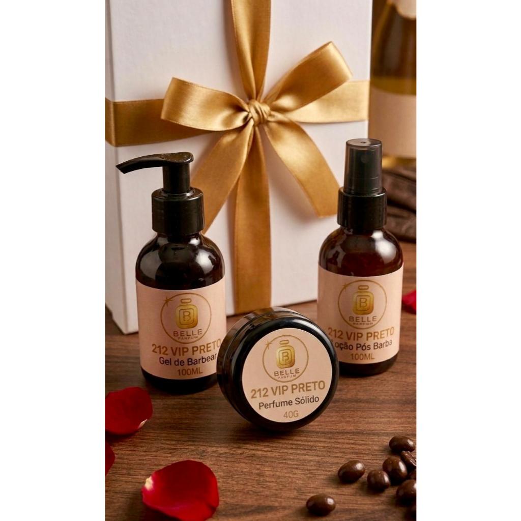 Kit Masculino-Perfume Sólido+Gel de Barbear+Loção Pós-Barba INSPIRADO PERFUMES IMPORTADOS