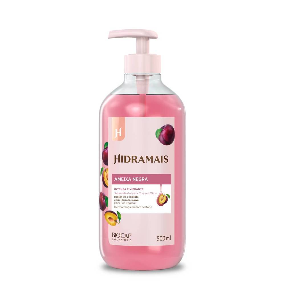 Sabonete Líquido Gel Ameixa Negra Hidramais 500ml Corpo e Mãos Hidratação Maciez e Perfume Intenso