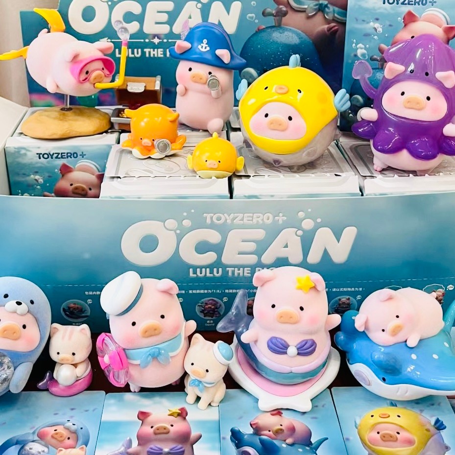 Genuíno 52 brinquedos porco enlatado lulu porco oceano na moda jogar caixa misteriosa boneca decoração bonito presente d