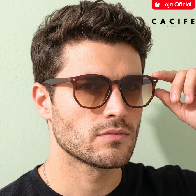 Óculos de Sol Tulum Marrom Degradê Hexagonal Qualidade Premium Classico uv400 Masculino Feminino