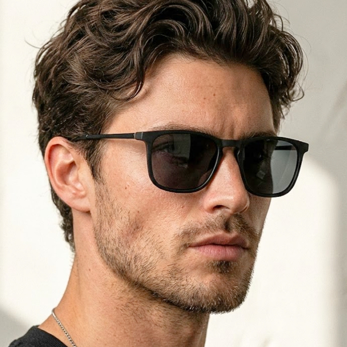 Oculos de Sol Quadrado Preto Fosco Masculino Feminino UV400 Moderno Estiloso Qualidade Premium