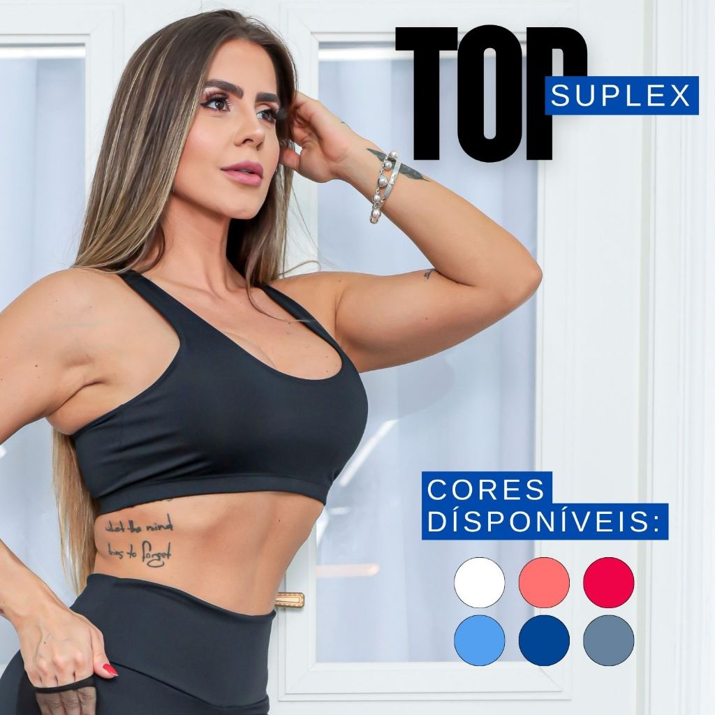 Top Feminino Suplex Academia Alta Qualidade Treinos Casual Cropped Versátil Básico Esportivo Oferta