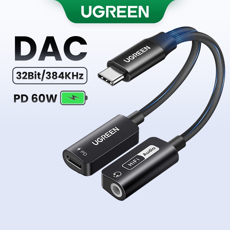 Ugreen 2 Em 1 Conversor USB C Para Hifi 3,5mm Áudio , PD 60W Cabo De Carregamento Com Capa Magnética iPhone 15 Macbook
