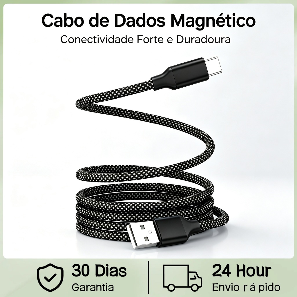 Basemo Cabo De Dados Magnetic Suction Wire de Carregamento Rápido C Lightning 65W