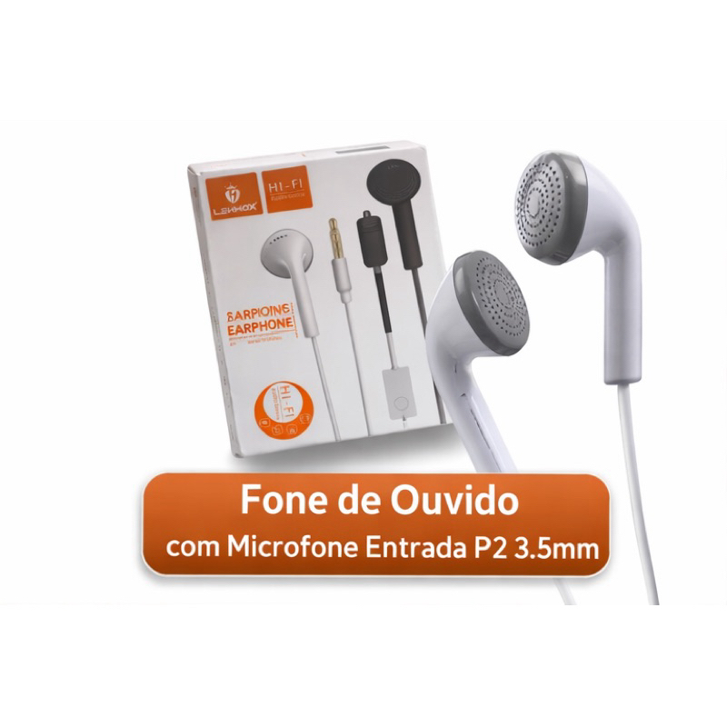 Fone de Ouvido Com Fio P2 3.5mm Para Celular Tablet Notebook