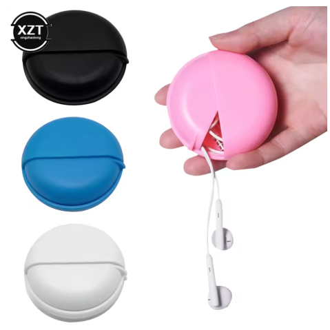 Caixa p/ armazenamento de fone de ouvido com fio, recipiente plástico protetor.