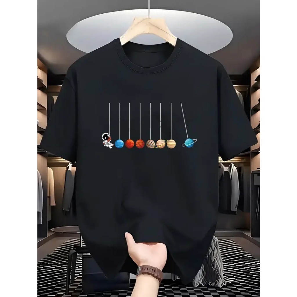 Camisa Premium 30.1 Camiseta Masculina Algodão Adulto Infantil PlusSize Atronauta Planetas mini Streetwear Moda Premium