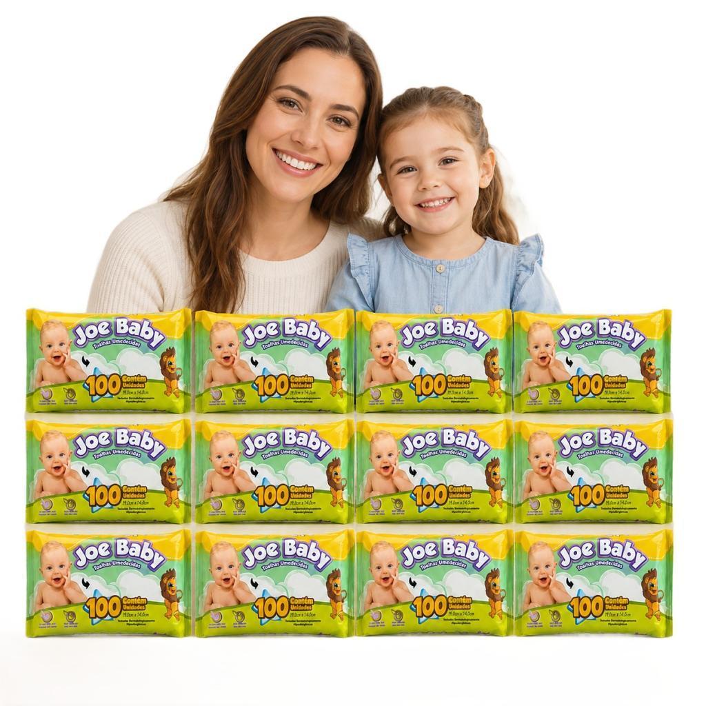 Kit 12 Pacotes Toalhas Umedecidas Com 100 Folhas - Joe Baby
