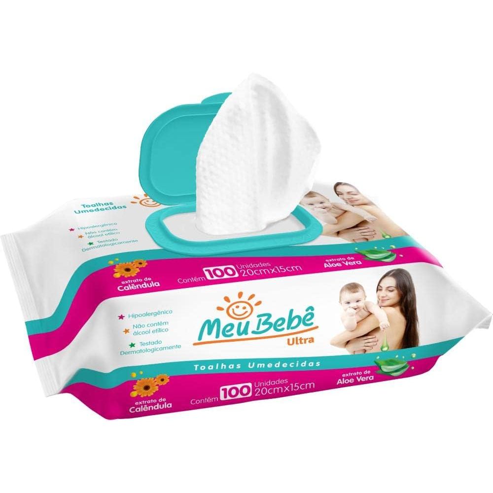 Toalha UmedecidaMeu Bebê Ultra100 Folhas dupla, perfume suave
