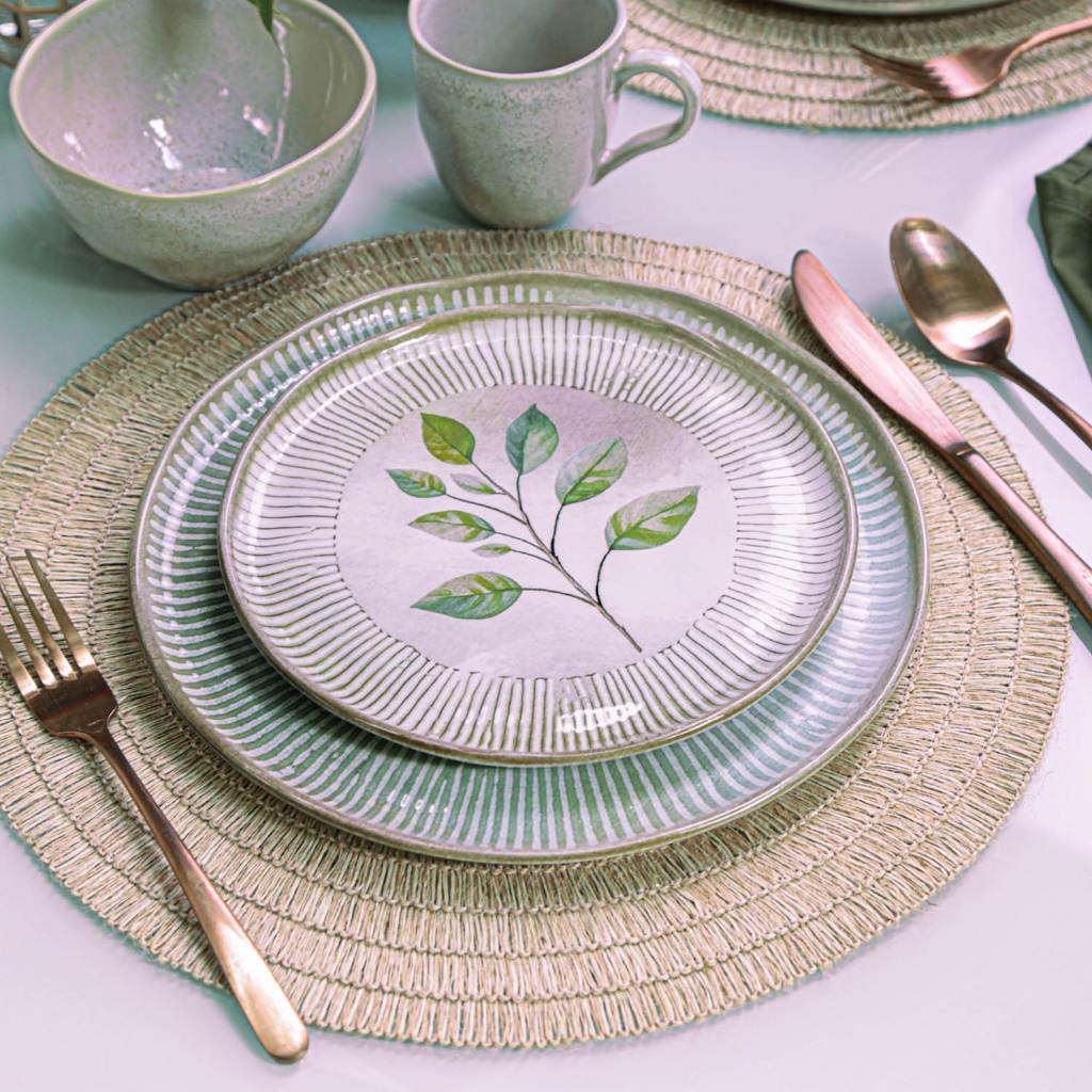 Conjunto com 6 Pratos De Sobremesa Orgânicos Bio Stoneware Vintage 21,5cm Bio Porto Brasil Cerâmica