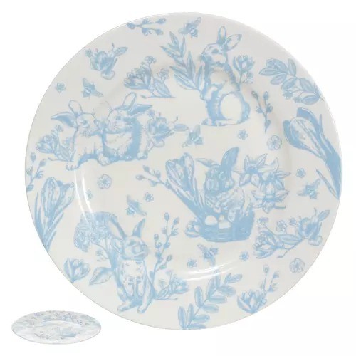 Prato de porcelana sobremesa Páscoa azul vintage
