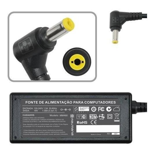 Fonte Notebook Acer/dell 30w 19v 1.58a 5.5x1.7mm Bivolt