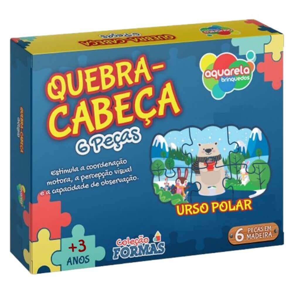 Jogo Quebra-Cabeca Colecao Formas 6 Pecas em Madeira Ref. 138 URSO POLAR - Aquarela Brinquedos