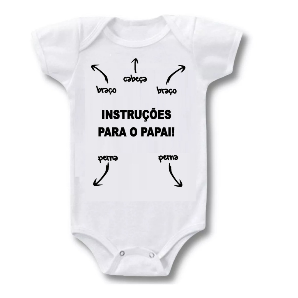 Body De Bebê Branco Algodão Instruções Para O Papai Ref 138