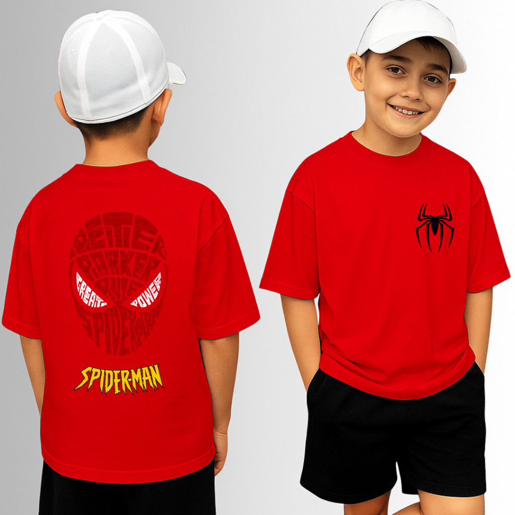 Camiseta Infantil Juvenil Unissex  Homem Aranha Estampada Frente e Costa 100% Algodão