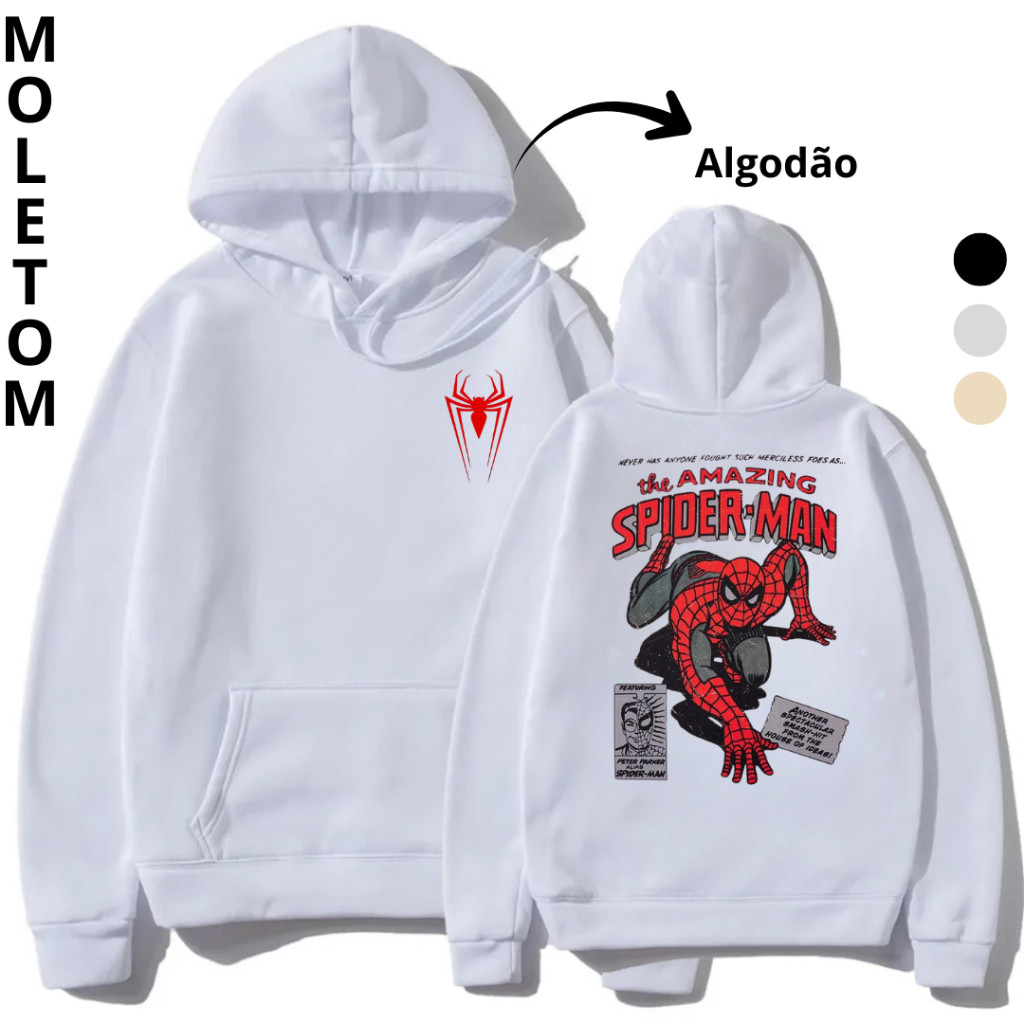 Blusa de Frio Moletom Canguru Aranha e The Amazing  Frente e Costa Qualidade Premium Com Capuz Inverno Envio Imediato