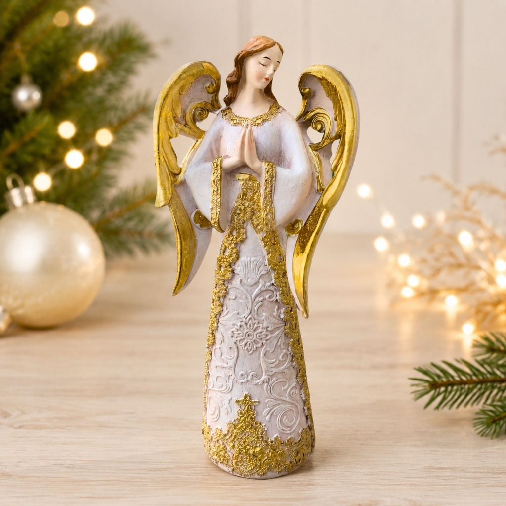 Anjo Presepio Natal Enfeire Resina 20cm Decoração Natalino