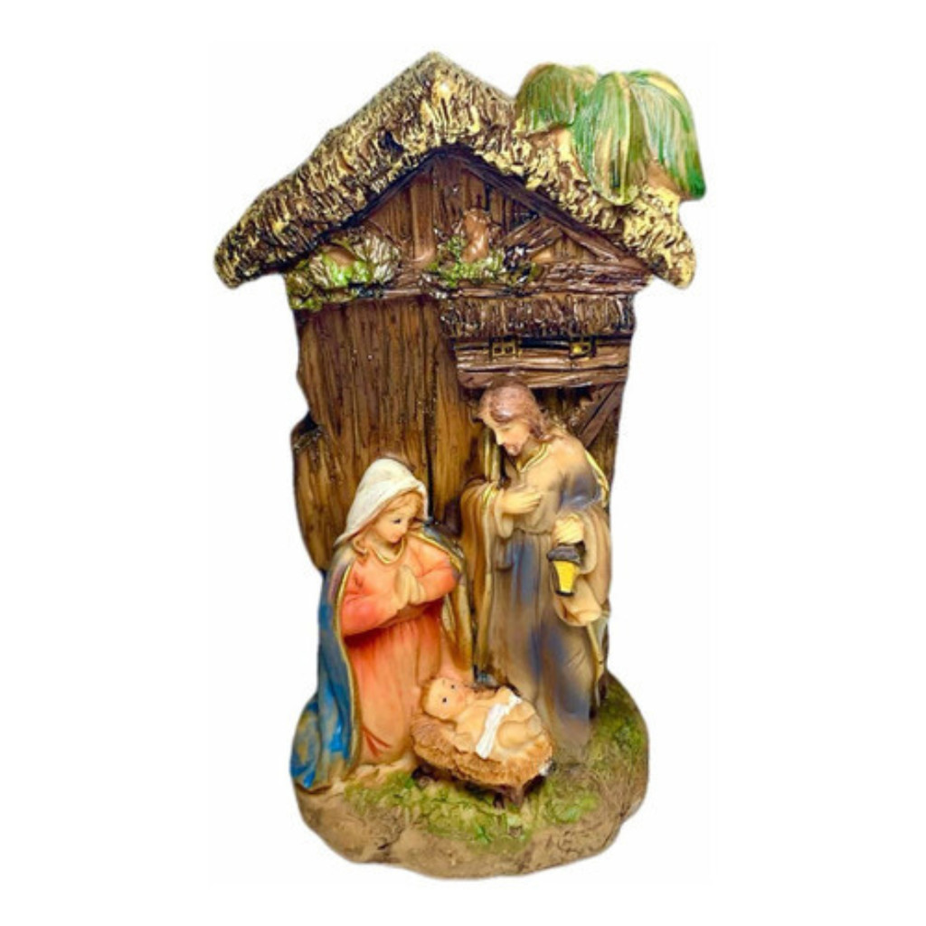 Presépio Natalino Enfeite De Natal Resina Sagrada Família 13cm