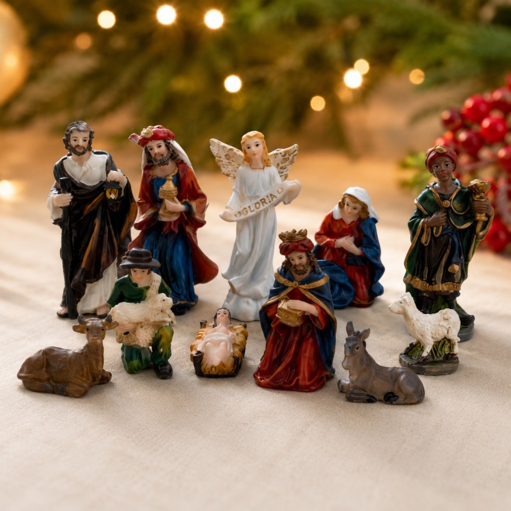Presépio Natalino 11 peças Resina Enfeite Natal