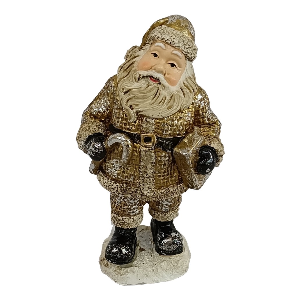 Papai Noel de Natal Dourado de Resina Decorativo Natal 13cm