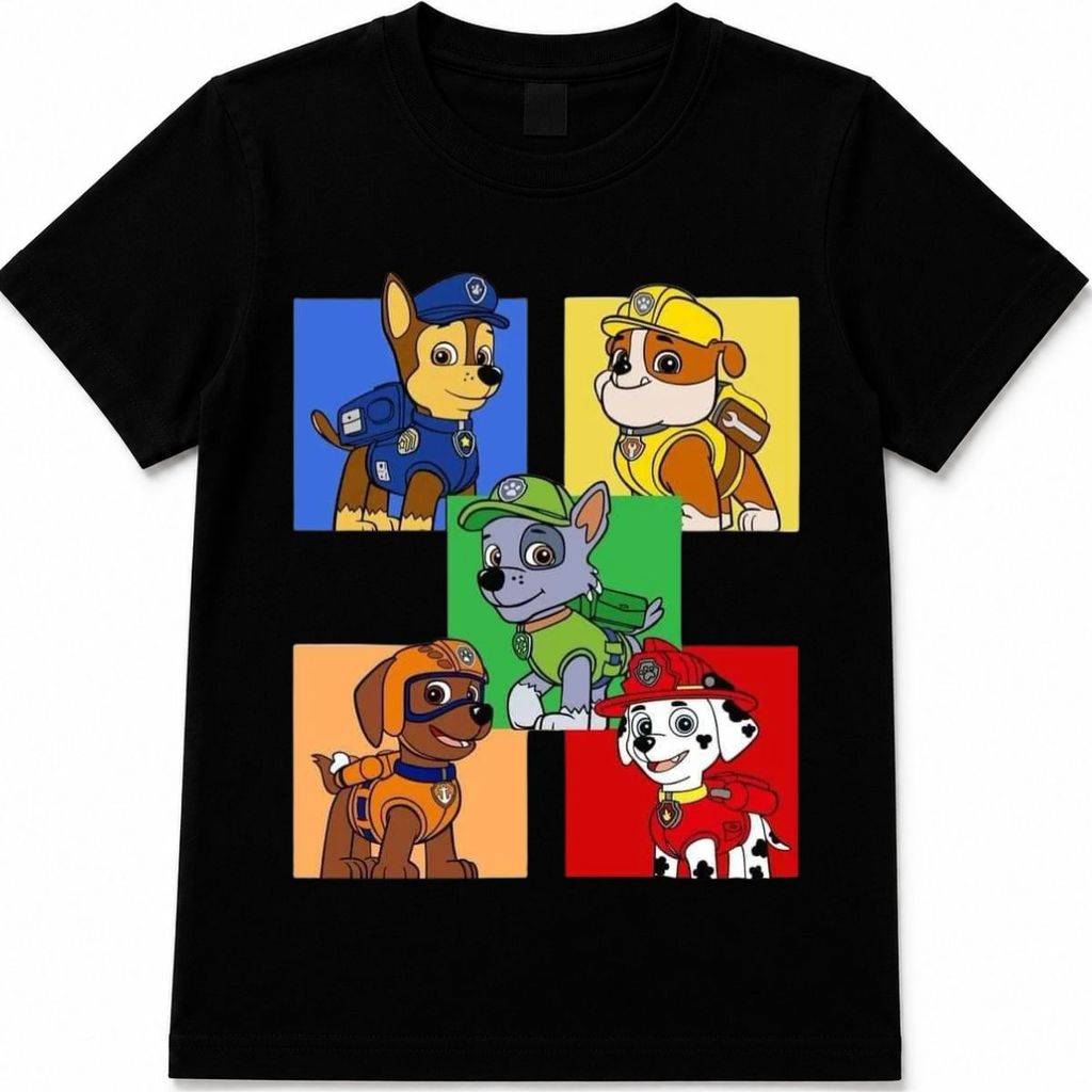Camiseta Infantil Patrulha Canina Paw Patrol Chase Marshall Rocky Rubble Zuma Menino 100% Algodão