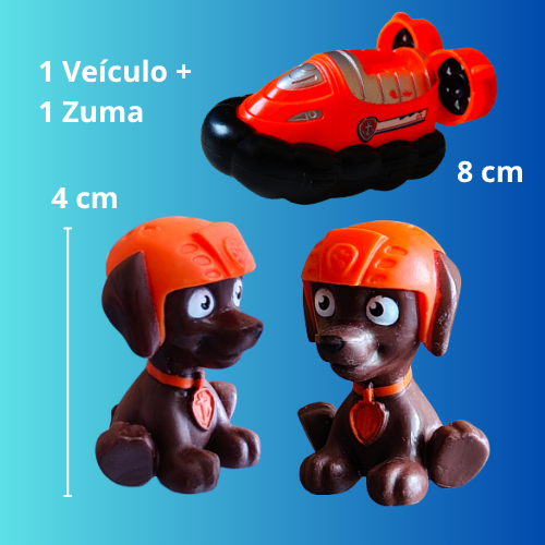 2 Brinquedos: Cachorro Zuma + Veículo da Patrulha Canina PVC Básico Patrulha Canina Paw Patrol Brinquedo Criança