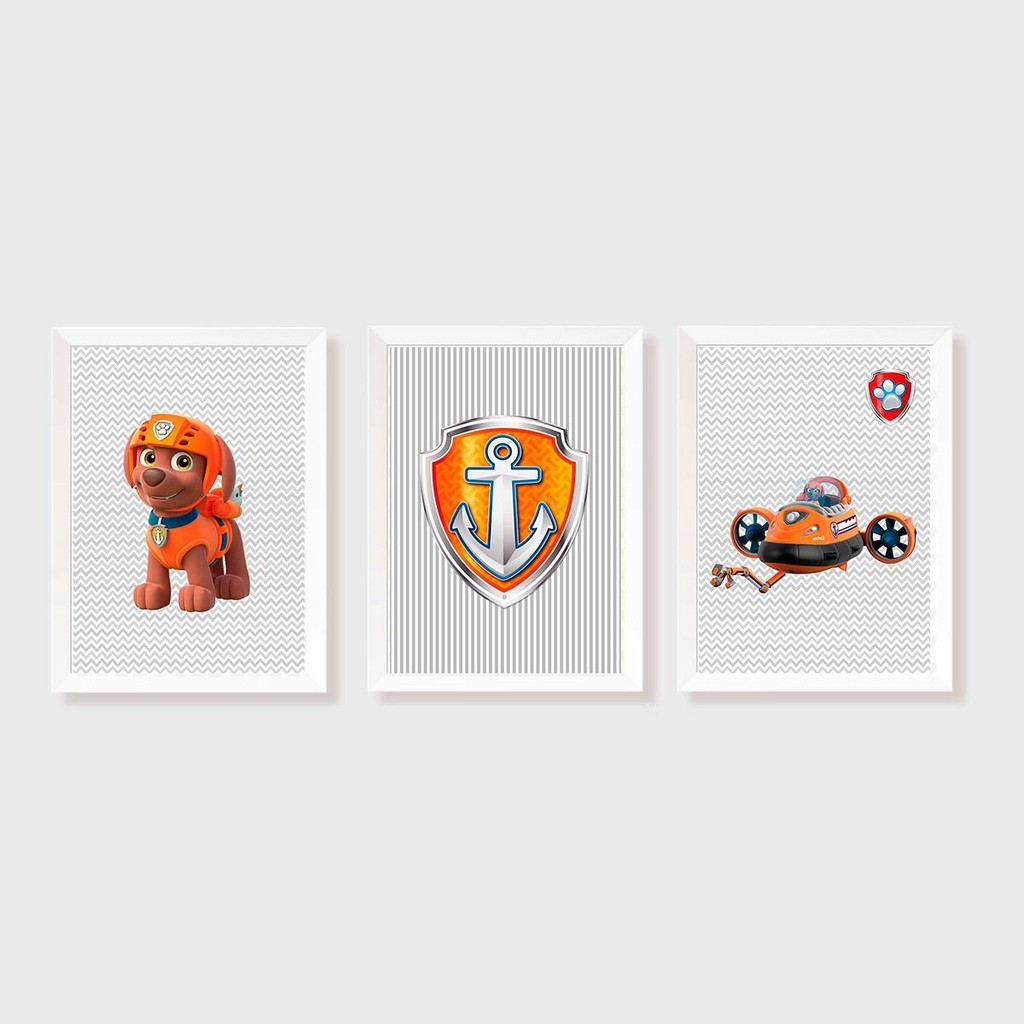 Kit Três Quadros Patrulha Canina Zuma - Paw Patrol