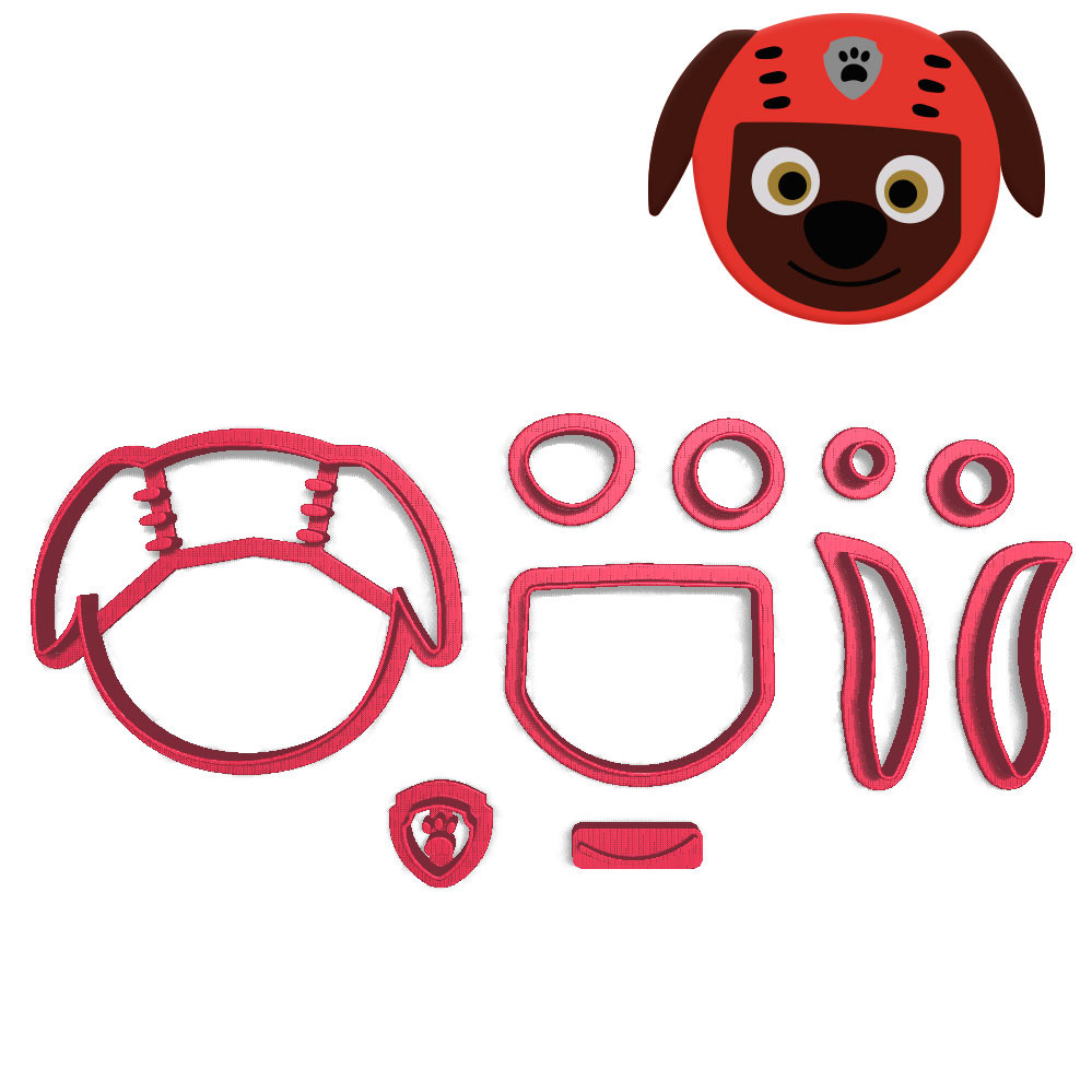 Cortador Pasta Doce Impresso Desenho Infantil Patrulha Canina Cabeça Cachorro Zuma Paw Patrol
