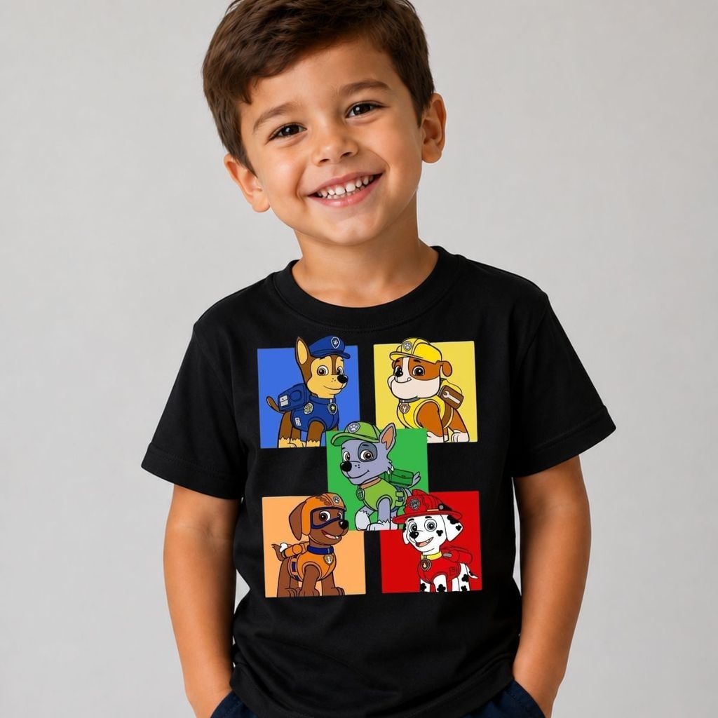 Roupa Patrulha Canina Infantil Camiseta Menino Paw Patrol Chase Marshall Rubble Rocky Zuma