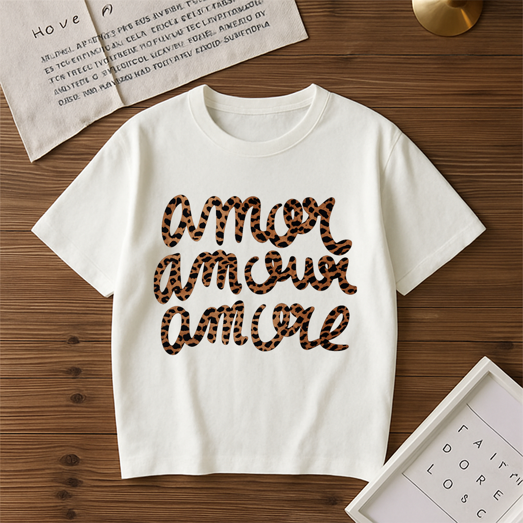 Camiseta Básica Feminina Amor Amour Amore Blusa 100% Algodão Verão Oncinha Lançamento