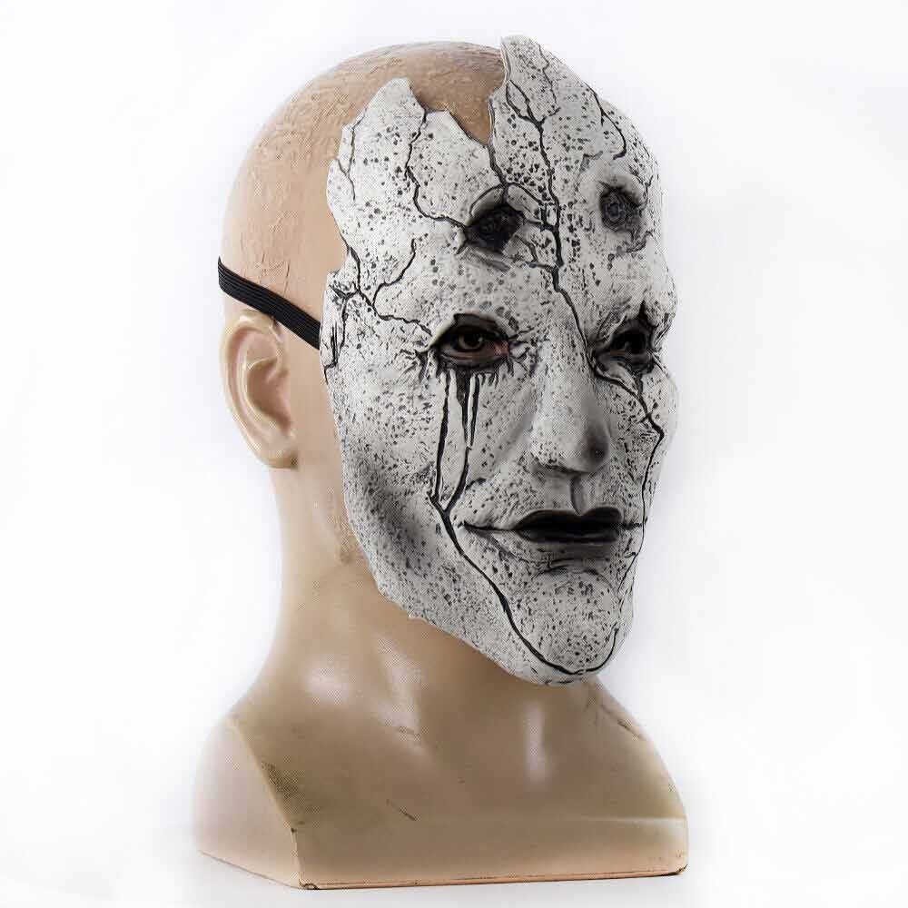 Halloween Creepy Cracked Stone Texture Mask Black Tears Demon Half Mask Latex Cosplay Fancy Dress Party Accessory