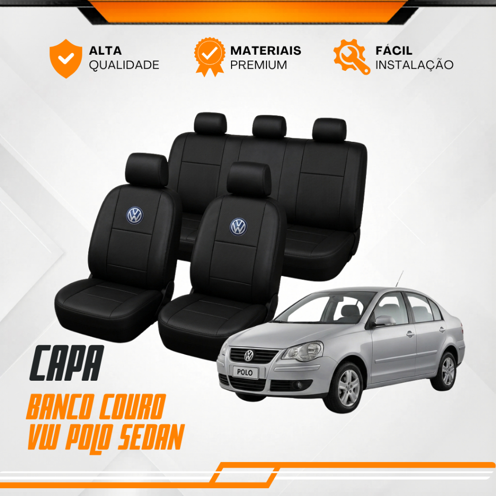 Capa De Banco Couro Especí­fica Vw Polo Sedan 2003 / 2014