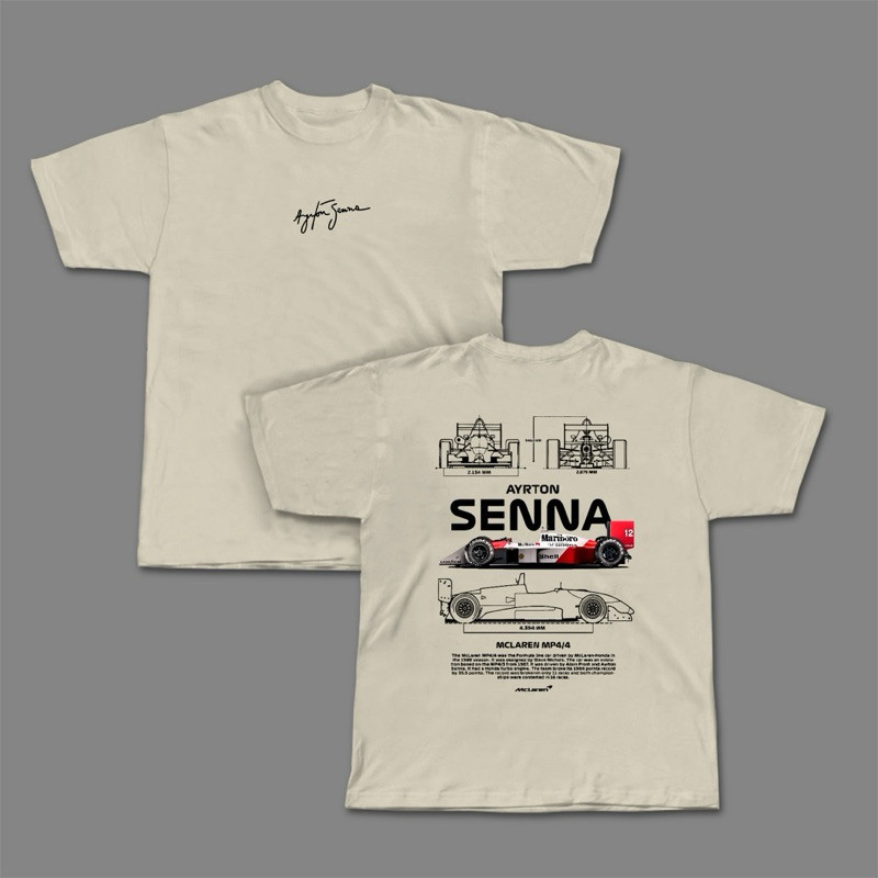 Camisa Básica Magic Car F1  - FORMULA 1  MP4/4 1988 logo centro assinatura 100% algodão unissex