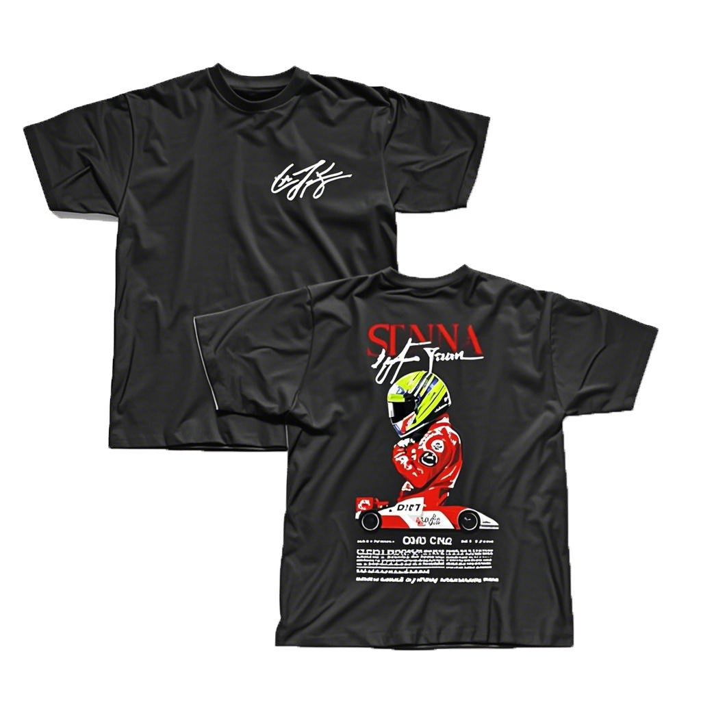 Camiseta Premium em Algodão Puro Camisa Básica Magic Car  F1 - MP4/4 1988 Frente e vers
