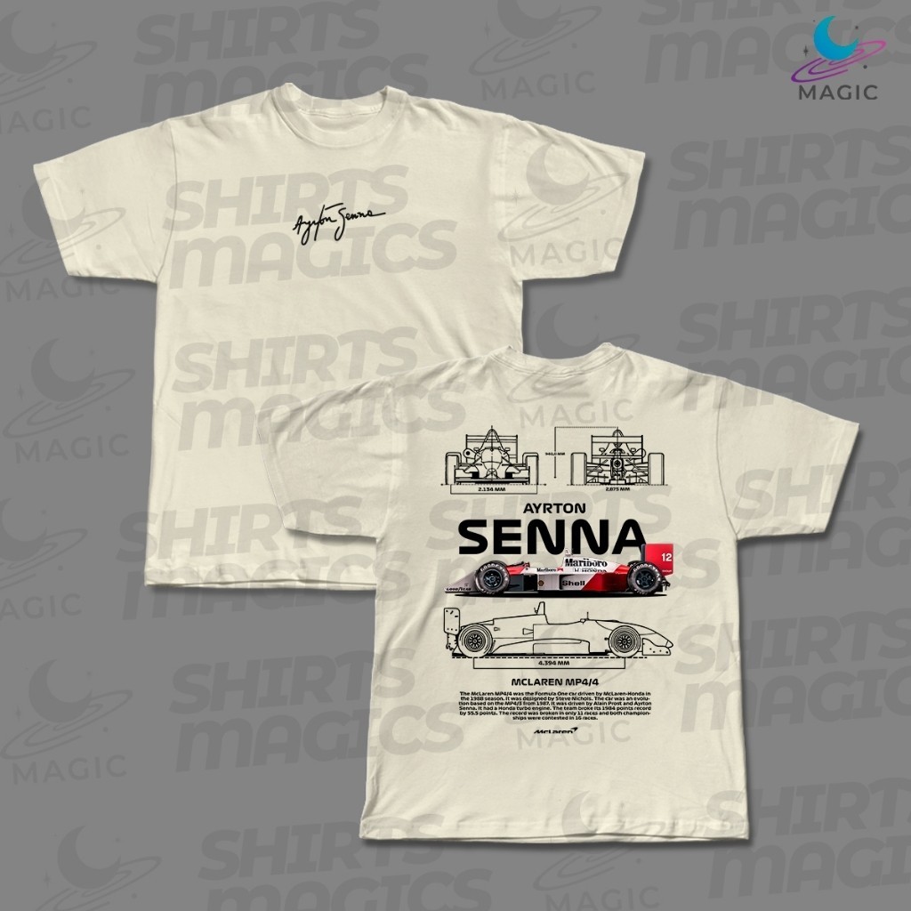 Camisa Básica Magic Car F1  - FORMULA 1  MP4/4 1988 logo centro assinatura 100% algodão unissex Envio Rapido