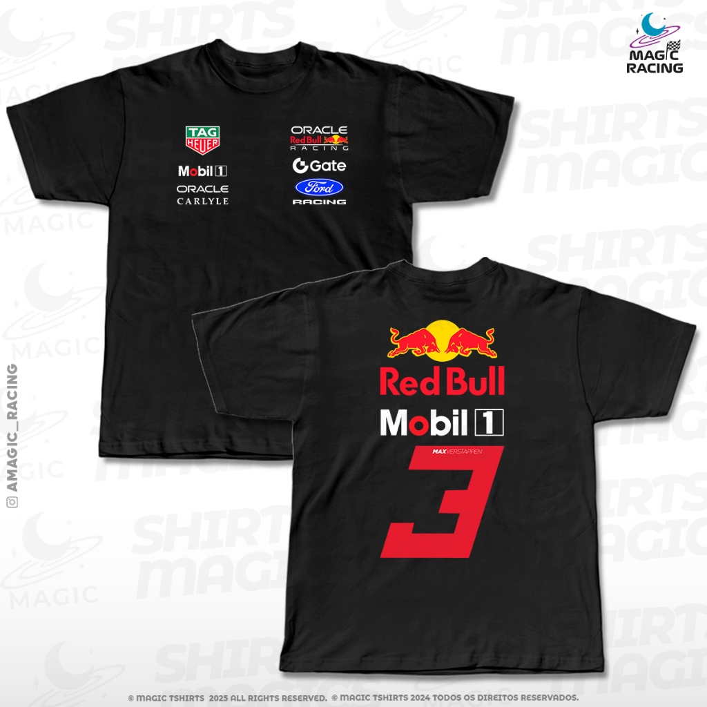 Camiseta F1 New Number Verstappen #3 Red Bull 2026 100% Algodão - Magic car