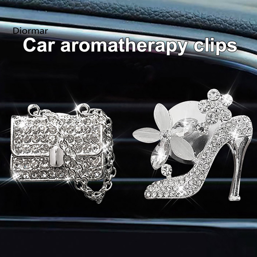 Rhinestone Car Air Vent Clip No Glue 2pcs Freshener Luxury High Heel Handbag Design Decoration Automotive Scent Diffuser