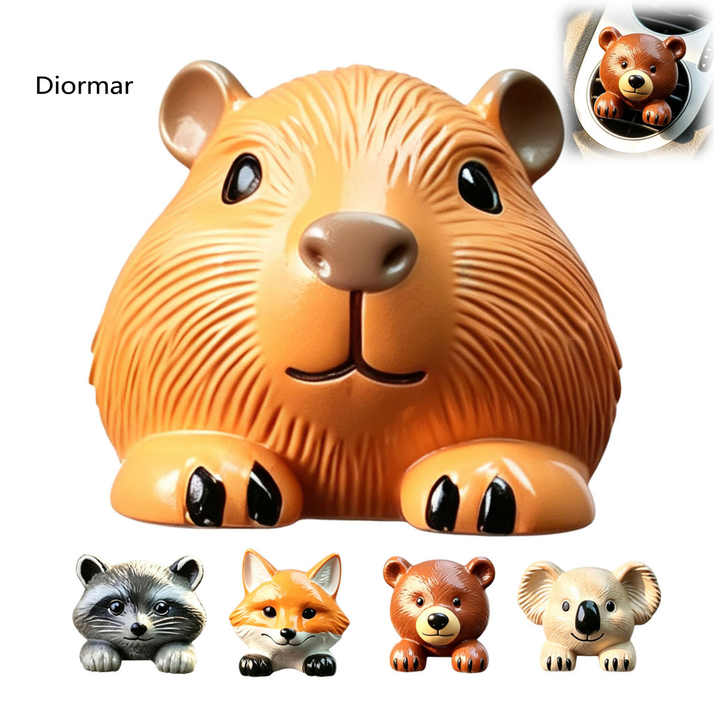 Car Scent Diffuser for Women Air Freshener Vent Clip Aromatherapy Cute Raccoon/fox/kangaroo/polar Bear/guinea Pig Resin