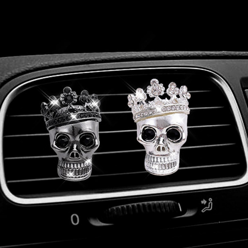 Unique Car Styling Skull Accessories Crown Air Freshener Vent Clip – Fragrance Diffuser Odor Eliminator Stylish Auto f