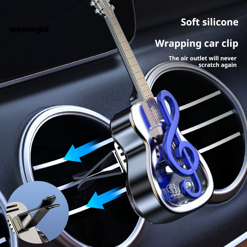 Car Air Freshener Guitar Shape Aromatherapy Diffuser Rotating Dashboard Ornament Easy Install Vent Clip Long-lasting Fra