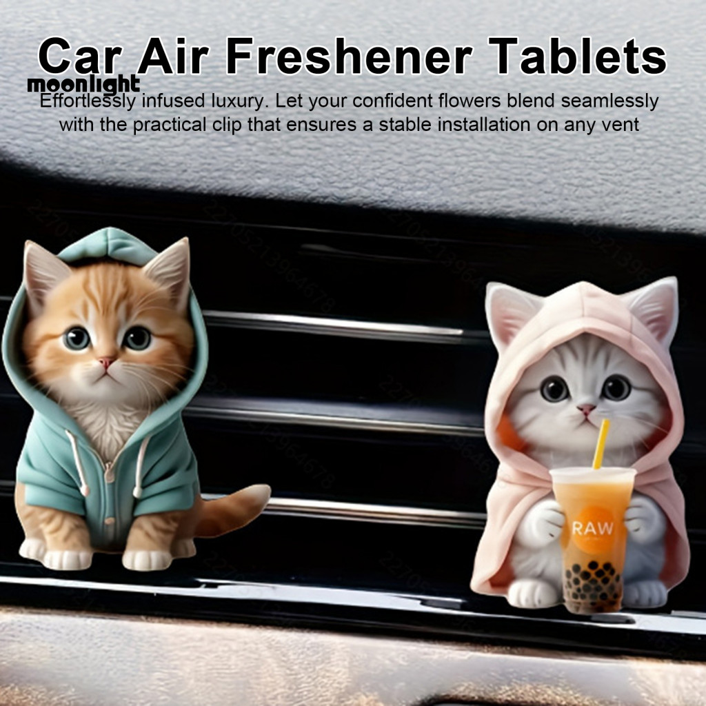 Cute Kitten Car Vent Clips Refillable Air Freshener Cat-shaped Diffuser for Aesthetic Long-lasting Fragrance Perfect for