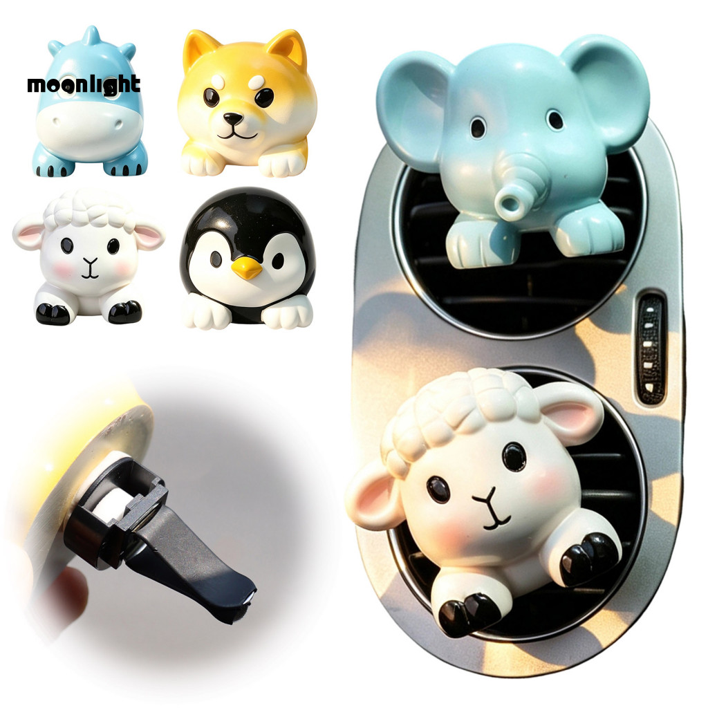 Cute Car Air Vent Clip Freshener Elephant Dog Lamb Hippo Penguin Resin Dashboard Diffuser for Auto Decoration Perfect Gi