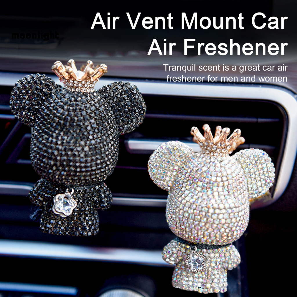 Rhinestone Bear Car Air Freshener Clip – Long-lasting Fragrance Odor Removal Aromatherapy Diffuser for Vent Stylish Au