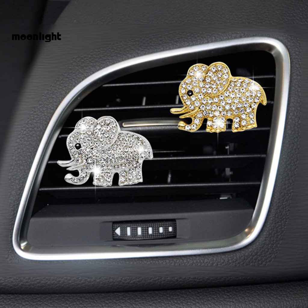 Luxury Rhinestone Elephant Car Air Freshener Vent Clip – Alloy Aromatherapy Diffuser Stylish Auto Outlet Decoration Pe