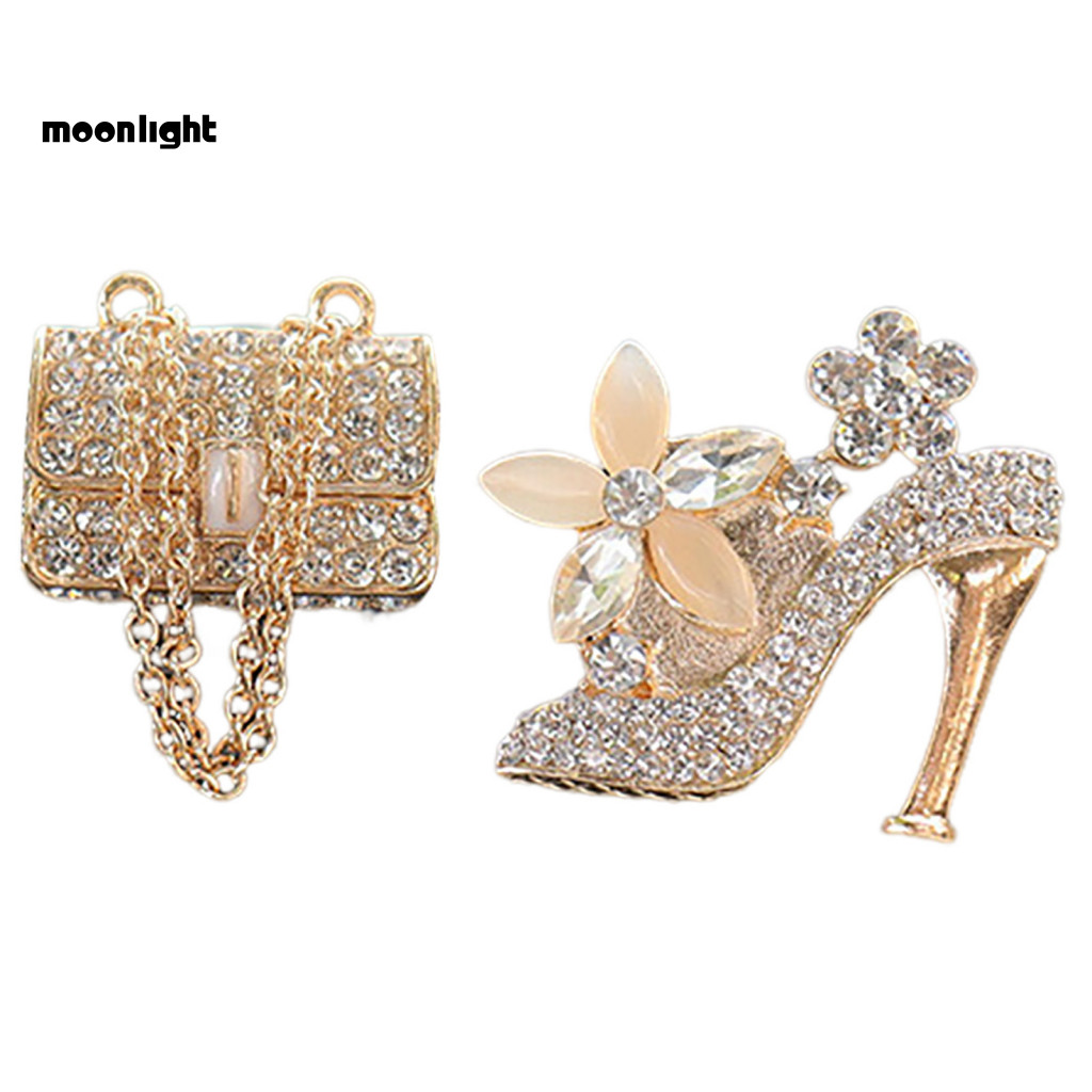 2pcs Car Air Freshener Vent Clip Luxury Rhinestone High Heel Handbag Design Decoration Automotive Scent Diffuser Perfume