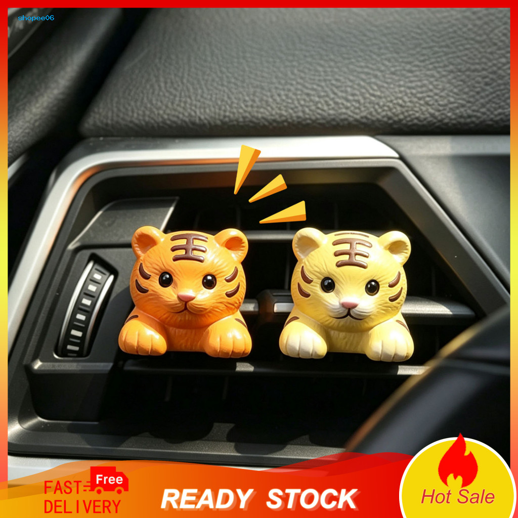 Car Scent Diffuser for Vent Air Freshener Clip Cute Holder Lying Cat Tiger Panda Rabbit Resin Aromatherapy for Suv Truck