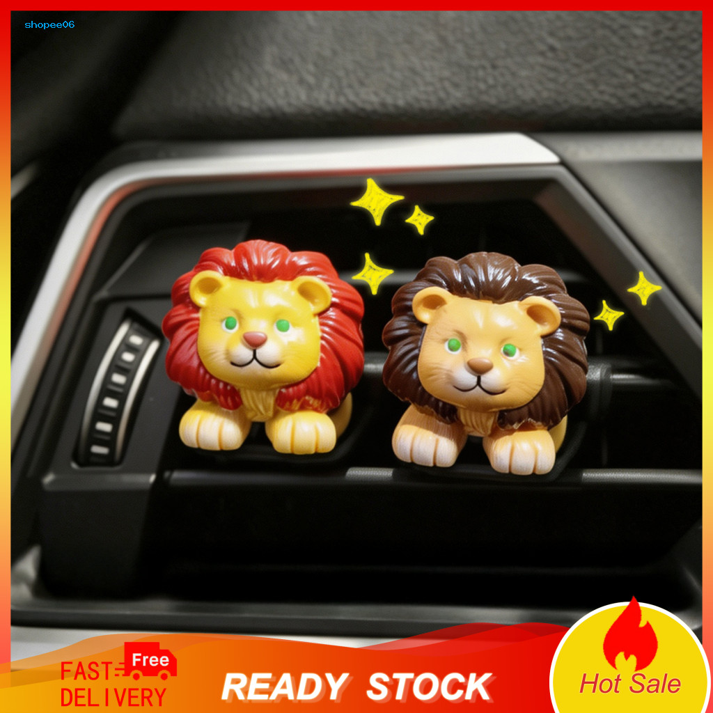 Cute Car Aromatherapy Diffuser Gift for Owners Air Freshener Vent Clip with Aroma Pad – Resin Lion Leopard Deer Owl Da