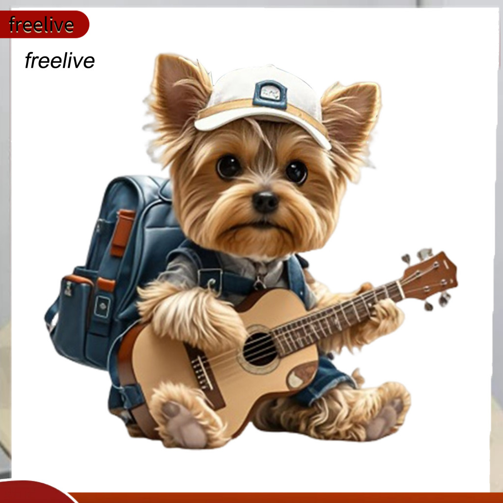 Strumming Yorkie Car Vent Clip Essential Oil Diffuser Pendant Dog Air Freshener with Fragrance Pad – Cute Automobile f