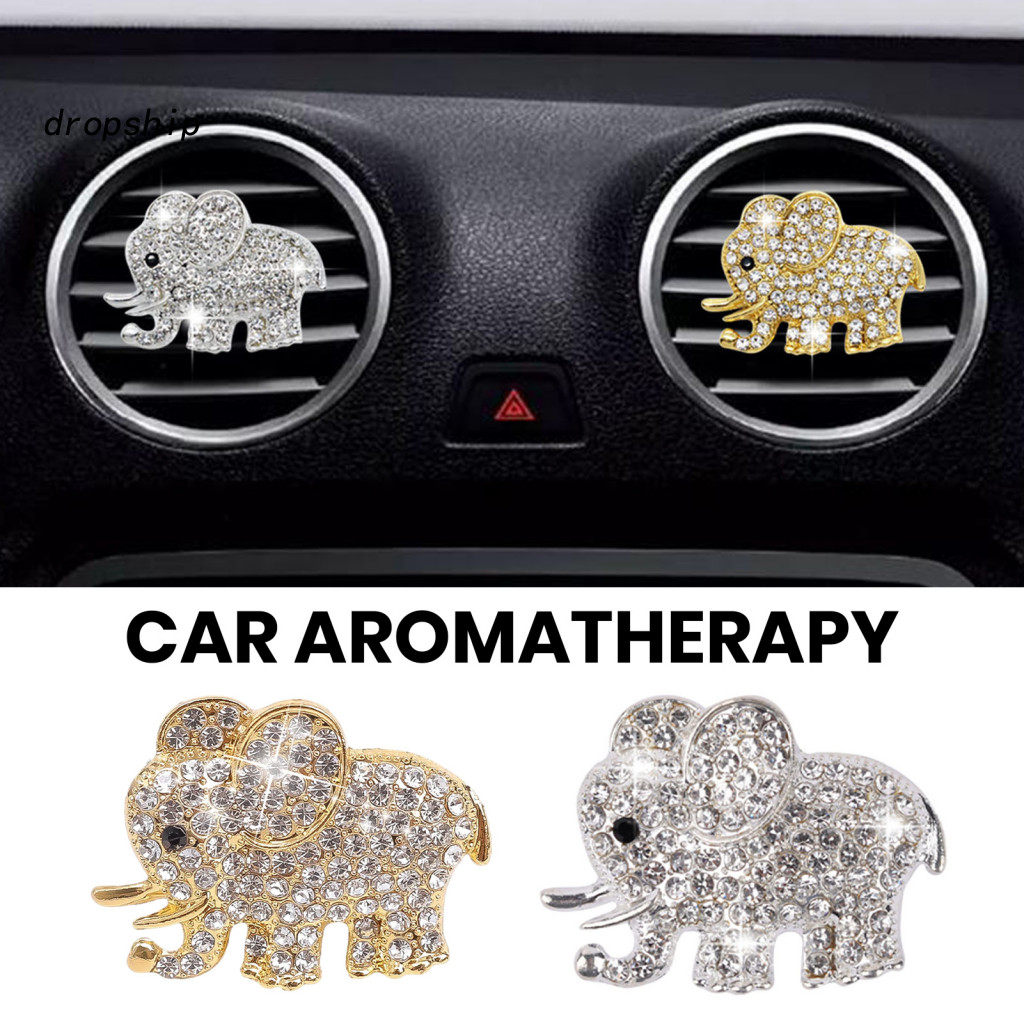 Car Air Vent Decoration Clip Easy to Install Luxury Rhinestone Elephant Freshener – Alloy Aromatherapy Diffuser for So